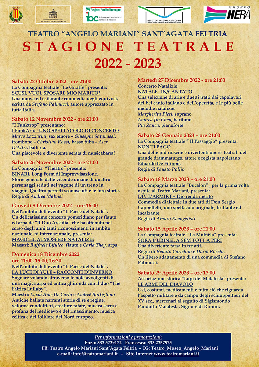 Teatro Mariani: stagione 2022-2023
